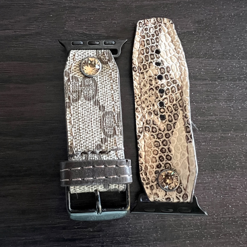 Apple Watch Band 38mm/41mm | Spark*l Brown Webbed Gucci w/Luxe Desert Snakeskin